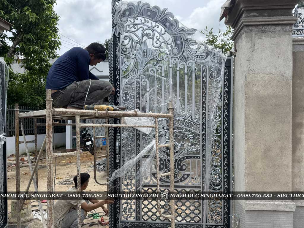 thi công Cổng nhôm đúc biên hòa đồng nai nhà anh thảo