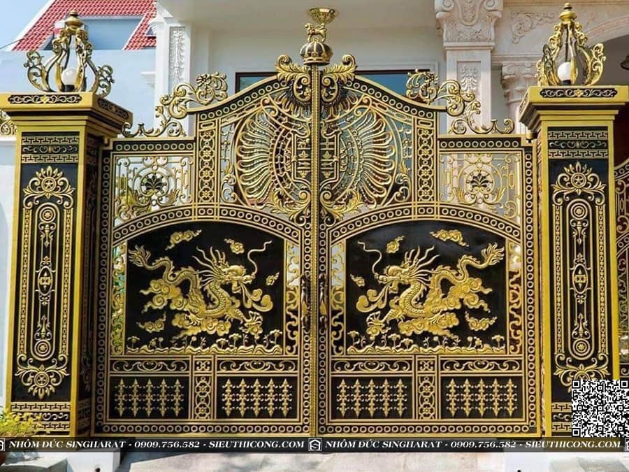 Công trình thực tế cổng nhôm đúc Song Long Vân