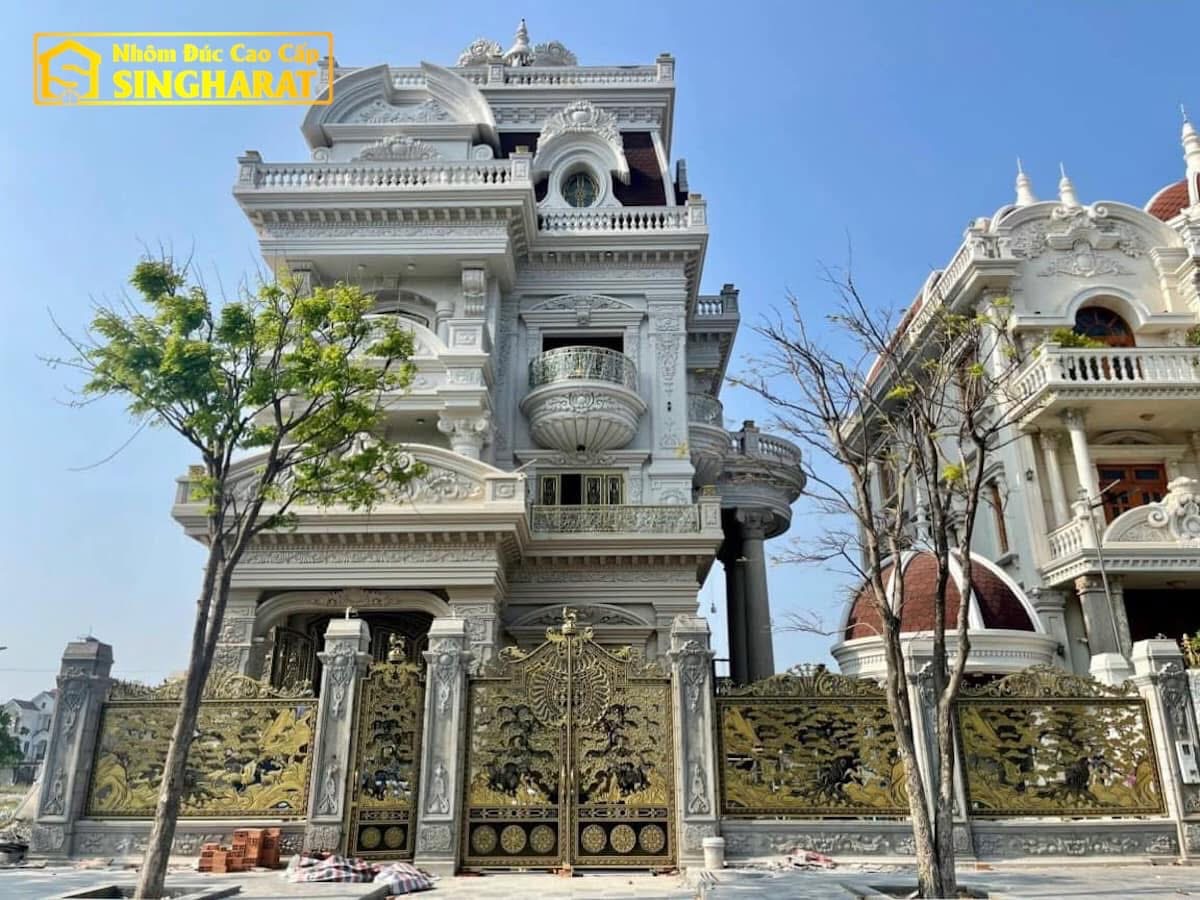 Công trình thực tế cổng nhôm đúc Mai Điểu Ngênh Xuân tại Singharat