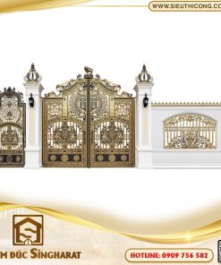 phối cảnh bộ cổng chính và cổng phụ nhôm đúc buckingham tại singharat