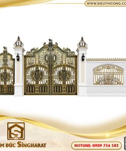 phối cảnh cổng chính cổng phụ nhôm đúc buckingham sư mã vương tại singharat