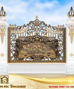 mẫu hàng rào nhôm đúc phù điêu hr22 đầm sen cao cấp vương giả chuẩn phong thủy tại singharat