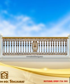 Mẫu lan can nhôm đúc cổ điển lc13 hệ thanh song dọc đầm chắc giả cổ điểm tâm khiên hoàng gia uy nghi