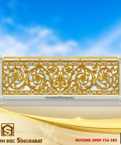 Tuyệt tác lan can hợp kim nhôm đúc lc30 đúc đặc tấm họa tiết hoa lá tây uốn lượn liên hoàn nhũ vàng tối thượng