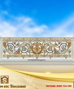 Mẫu lan can ban công nhôm đúc tân cổ điển lc31 họa tiết hoa diên vĩ Fleur-de-lis vương quyền Pháp cổ kính