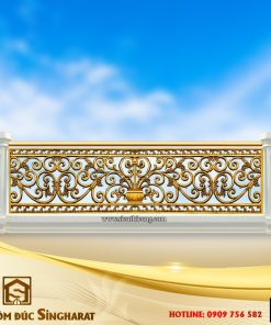 Mẫu lan can nhôm đúc châu âu lc37 đúc nổi phù điêu bình hoa cổ Phục Hưng nhánh lá acanthus tỏa rộng