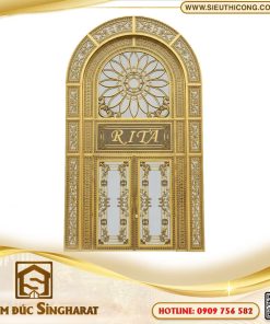 Cửa đi nhôm đúc CDN24 - 2 Cánh Vòm Bảng Hiệu Singharat
