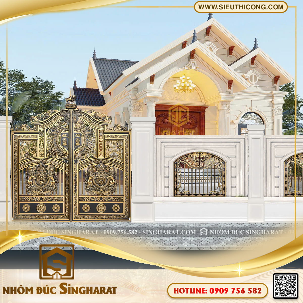 thi cổng cổng nhôm đúc bình phước cho nhà chi Hòa